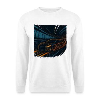 Night Driving Sports Car In Tunnel Speed - Unisex Sweatshirt - white - Front