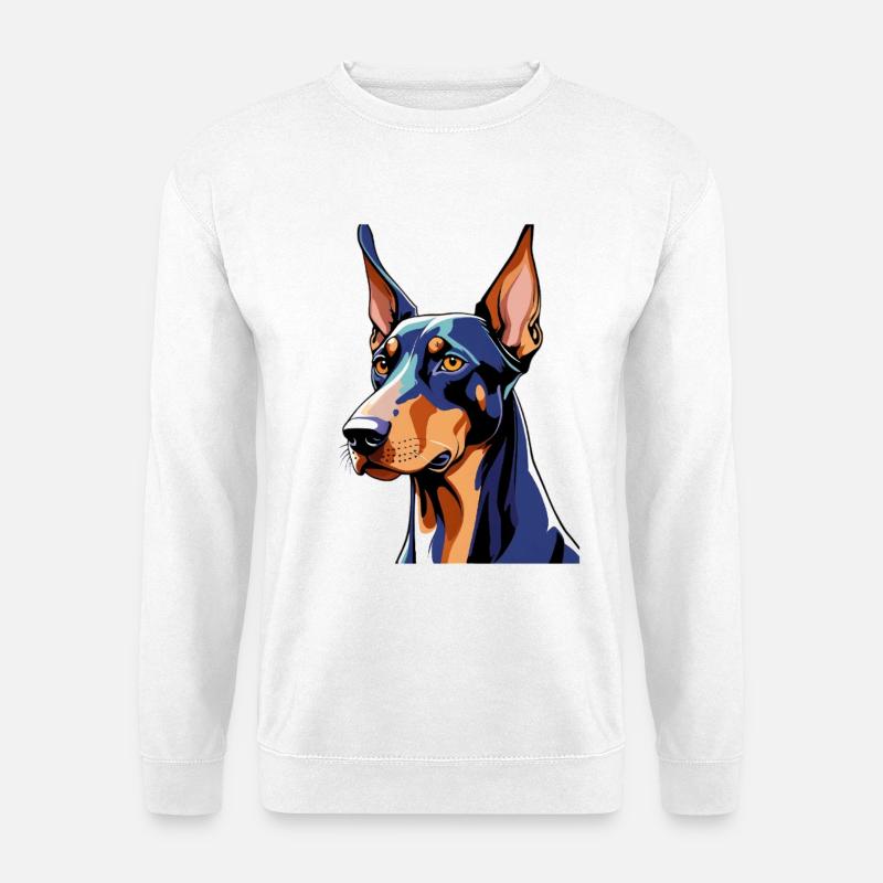 Popart Dobermann Portrait - Unisex Pullover - Weiß