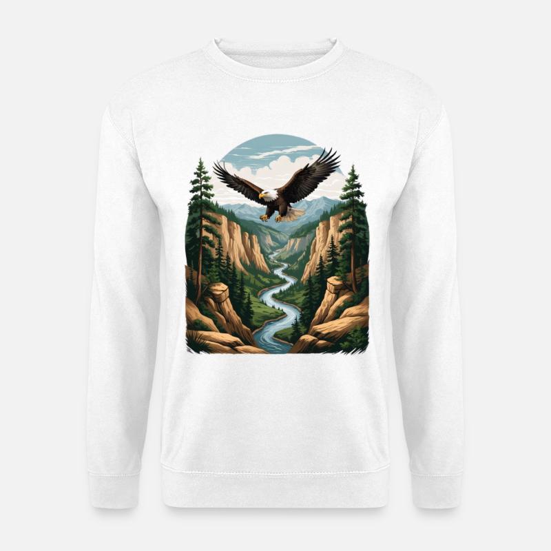 Adler über Schluchtwald - Unisex Pullover - Weiß