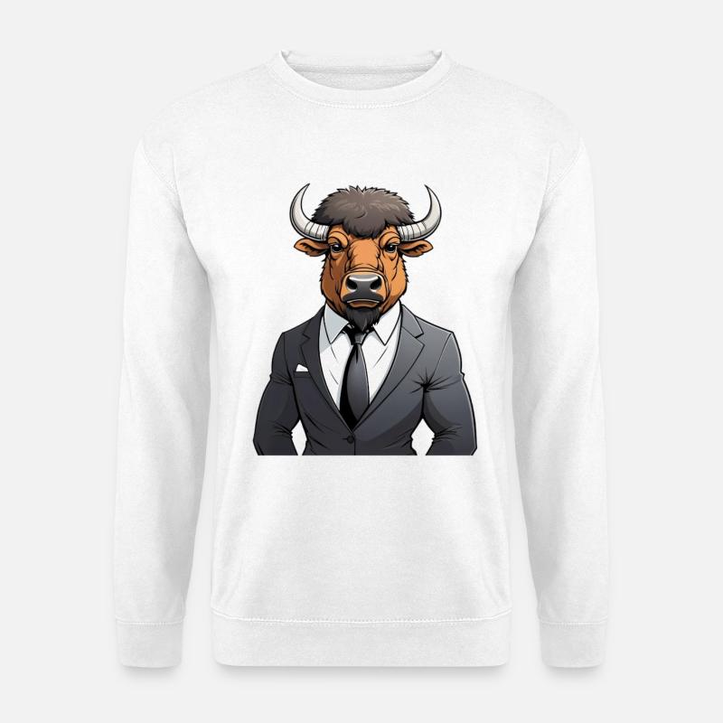 Anzugbulle im Business-Look - Unisex Pullover - Weiß