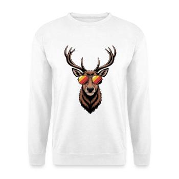 Hirsch mit Geweih und Sonnenbrille - Unisex Pullover - Weiß - Vorne