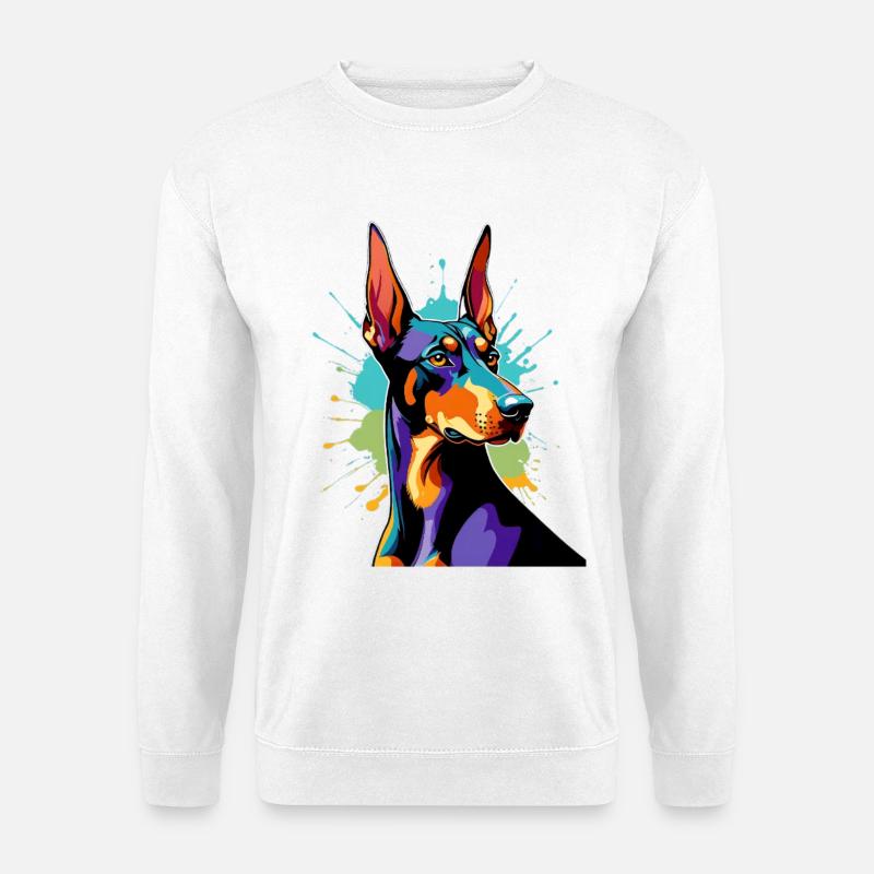Farbexplosion Dobermann - Unisex Pullover - Weiß