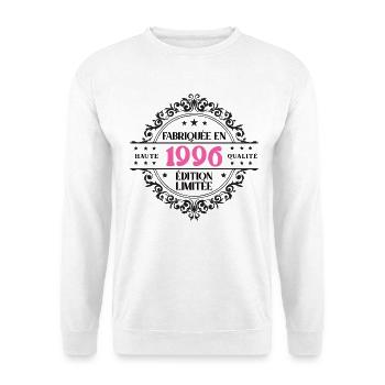 Fabriquée en 1996 Anniversaire Fille Femme Cadeau - Sweat-shirt Unisexe - blanc - Devant