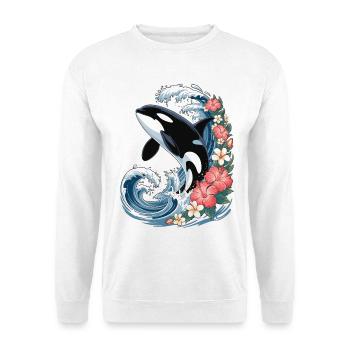 Orka in tropischen Wellen - Unisex Pullover - Weiß - Vorne