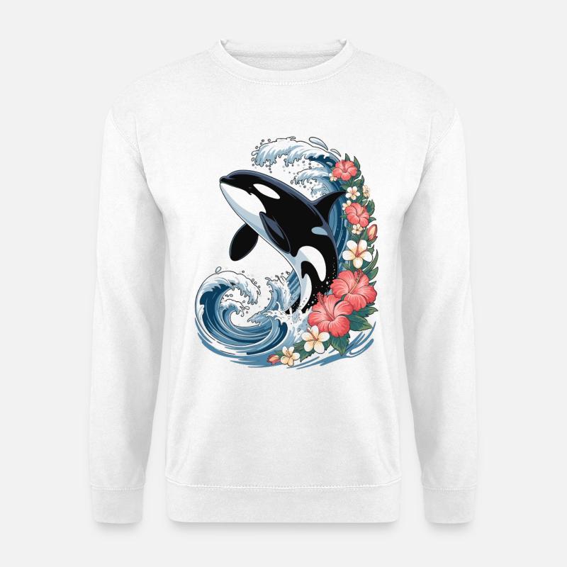 Orca in tropical waves - Unisex Sweatshirt - white