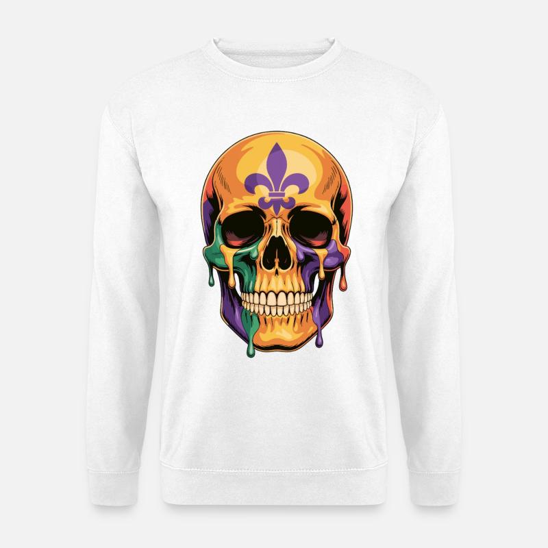 Mardi Gras Totenkopf Shirt - Unisex Pullover - Weiß