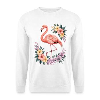 Tropical flamingo with flowers - Unisex Sweatshirt - white - Front