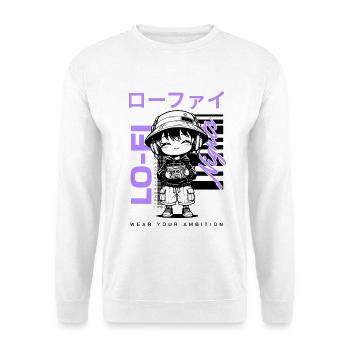 Lo-Fi Nights – Kawaii Chibi with Walkman Streetwear - Unisex Sweatshirt - white - Front