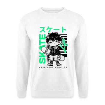 Skate Life – Kawaii Chibi Skater Streetwear Manga - Sweat-shirt Unisexe - blanc - Devant