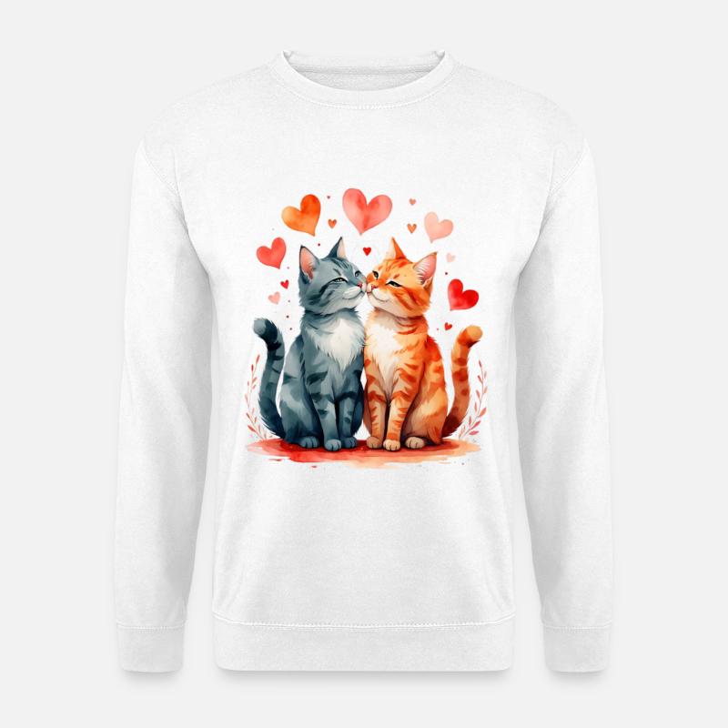 Katzenherz Zweisamkeit - Unisex Pullover - Weiß