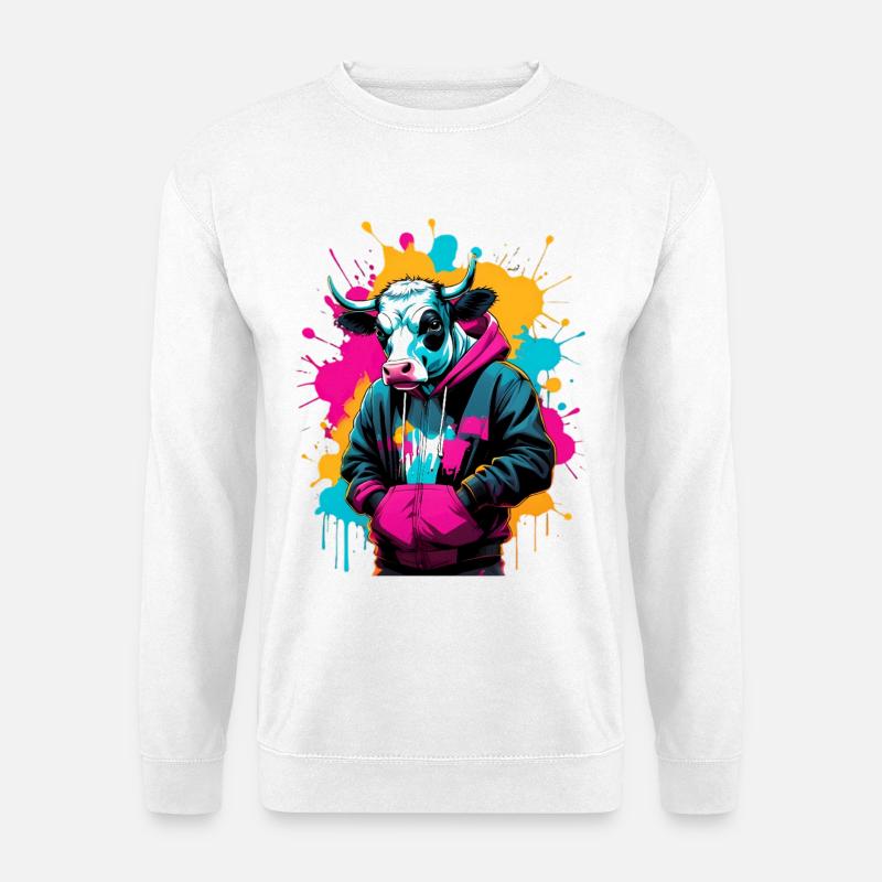 Vache graffiti en sweat à capuche - Sweat-shirt Unisexe - blanc