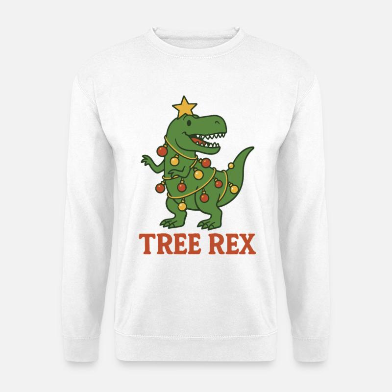 Baum Rex Dinosaurier Weihnachtsspaß - Unisex Pullover - Weiß