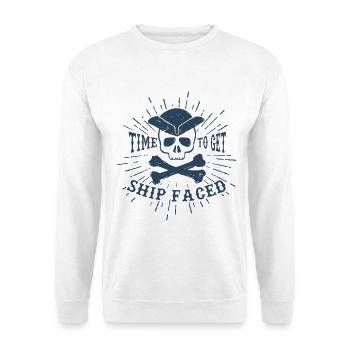Time To Get Ship Faced Nauti Pirate Sea Print - Unisex Sweatshirt - white - Front