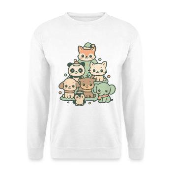 Christmas Animals Pyramid – Sweet Xmas Animal Friends - Unisex Sweatshirt - white - Front
