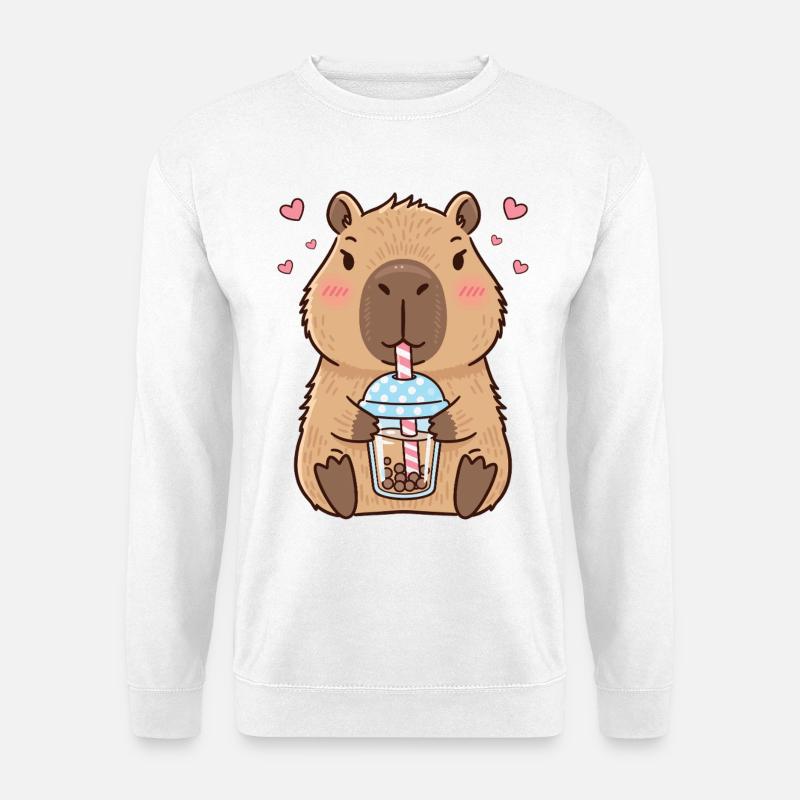 Kapibara Bubble Tea Kawaii - Bluza unisex - biały
