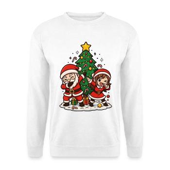 Dabbing Santa & Mrs Claus Kawaii Shirt - Unisex Sweatshirt - white - Front