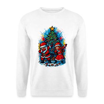 Dabbing Santa & Mrs Claus Weihnachtsbaum Shirt - Unisex Pullover - Weiß - Vorne