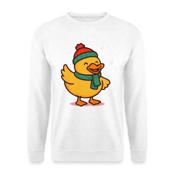 Festive Duck In Winter Hat And Scarf - Unisex Sweatshirt - white - Front
