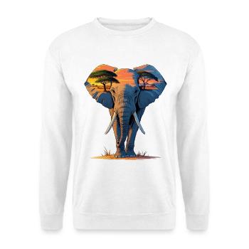 Elephant silhouette in sunset - Unisex Sweatshirt - white - Front