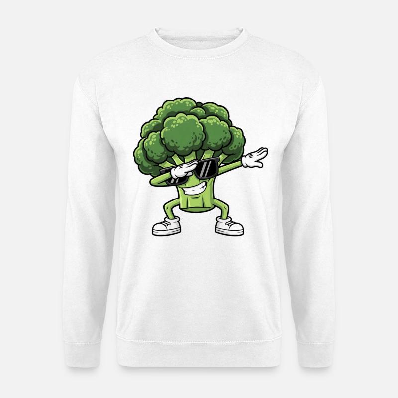 Broccoli Cool Dancer with Glasses - Unisex Sweatshirt - white