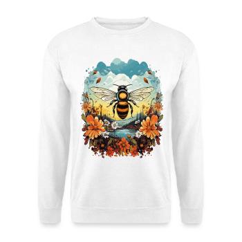 Bee light over flower meadow - Unisex Sweatshirt - white - Front