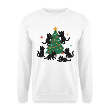 Chats de Noël amusants avec sapin de Noël décoré - Sweat-shirt Unisexe - blanc - Devant