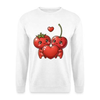 Kirschherzen verschlungen kawaii - Unisex Pullover - Weiß - Vorne