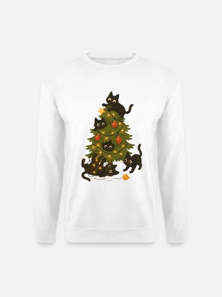 Funny Cats Playing Around Christmas Tree - Unisex Sweatshirt - white