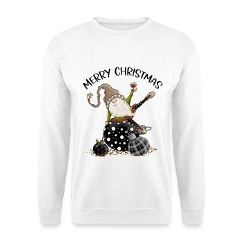 Weihnachtsgnom mit Christbaumkugeln - Unisex Pullover - Weiß - Vorne