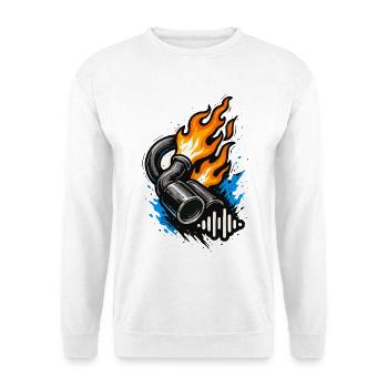 Flammender Auspuff Tuning Shirt Auto Motorrad - Unisex Pullover - Weiß - Vorne