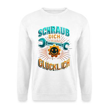 Schraub dich glücklich Schrauber Shirt Motorrad  - Unisex Pullover - Weiß - Vorne