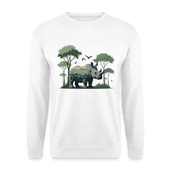 Gardien du rhinocéros de la savane Illustration - Sweat-shirt Unisexe - blanc - Devant