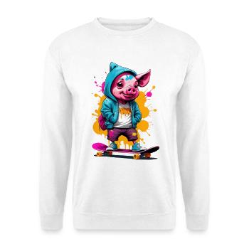 Pig Skate Streetwear Splash - Unisex Sweatshirt - white - Front