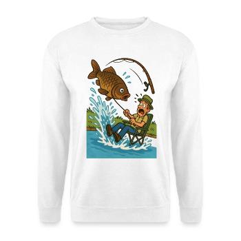 Surprising catch while fishing - Unisex Sweatshirt - white - Front