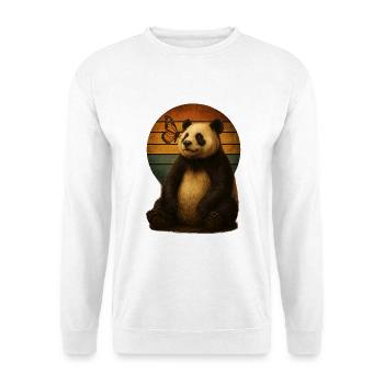 Panda Schmetterling Retro Tierfreunde - Unisex Pullover - Weiß - Vorne