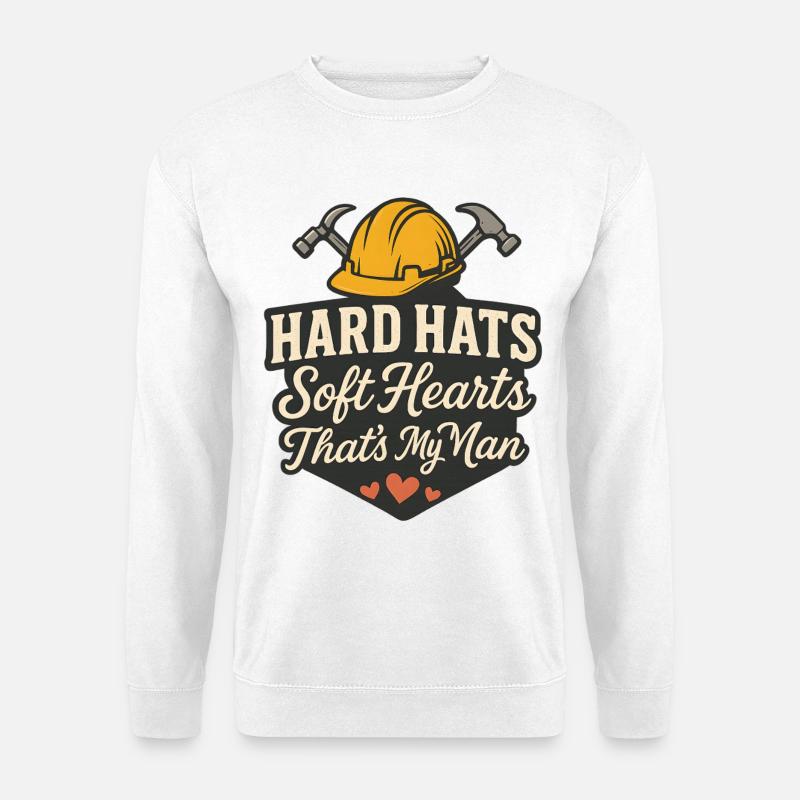 Harte Helme Weiche Herzen Mein Mann - Unisex Pullover - Weiß