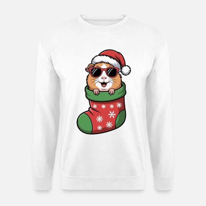Hamster im Weihnachtsstiefel - Unisex Pullover - Weiß