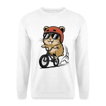 Cycliste hamster avec casque et lunettes de soleil - Sweat-shirt Unisexe - blanc - Devant