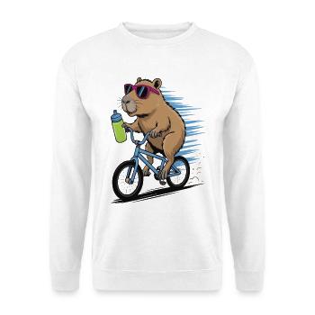 Biber auf Fahrrad mit Sonnenbrille - Unisex Pullover - Weiß - Vorne
