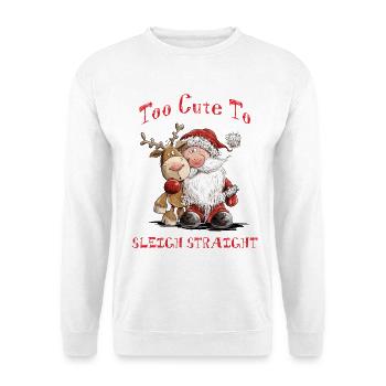 Trop mignon pour traîneau le renne Santa hétéro à Noël à Noël - Sweat-shirt Unisexe - blanc - Devant