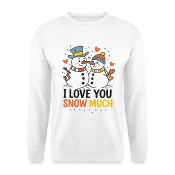 Romantische Schneemann-Liebe – Wintermotiv - Unisex Pullover - Weiß - Vorne - Alina (178cm) & Michal (187cm)