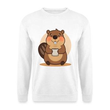 Adorable Beaver with Mug - Unisex Sweatshirt - white - Front