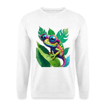 Neon Chamäleon Brille - Unisex Pullover - Weiß - Vorne
