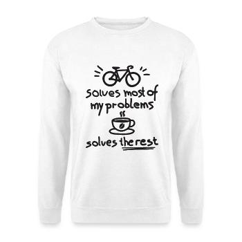 Le vélo résout la plupart de mes problèmes Le café Le reste - Sweat-shirt Unisexe - blanc - Devant