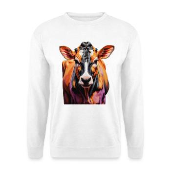 Farbenfrohes Kuhporträt - Unisex Pullover - Weiß - Vorne