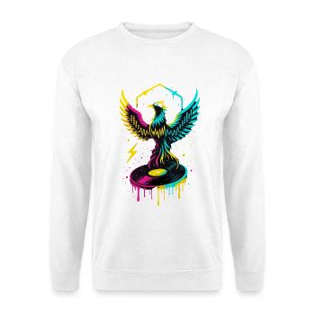 Phoenix DJ Vinyl, Neon Rave, Musik Feuer - Unisex Pullover - Weiß - Vorne