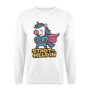 City Heroine Unicorn Shirt, Super Woman City - Unisex Sweatshirt - white - Front