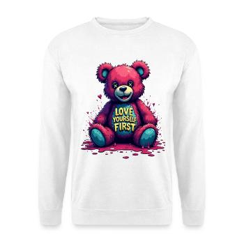 Aime-toi d’abord Teddy Bear Graffiti - Sweat-shirt Unisexe - blanc - Devant