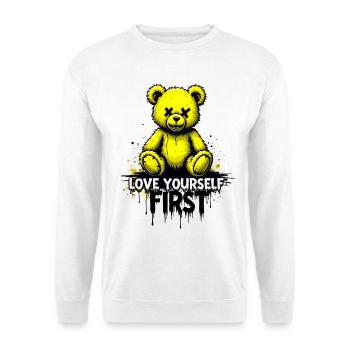 Aime-toi d’abord Teddy Bear Graffiti - Sweat-shirt Unisexe - blanc - Devant