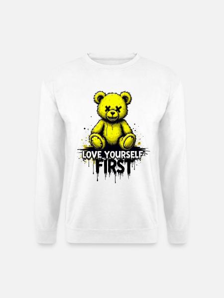 Love Yourself First Teddy Bear Graffiti - Unisex Sweatshirt - white